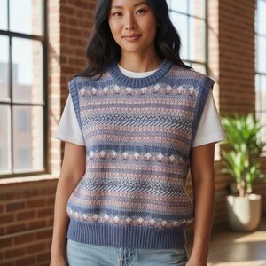 Russ Cottagecore Blue Knit Sweater Vest